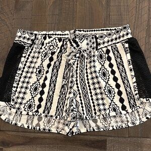 Women’s O’Rageous Aztec Swim Coverup Shorts See Thru Sides Elastic Waist S